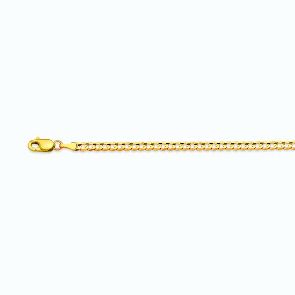 10K 2.5MM YELLOW GOLD SOLID CURB 30" CHAIN NECKLACE (AVAILABLE IN LENGTHS 7" - 30")