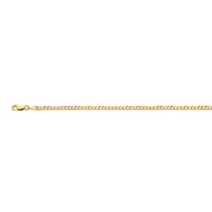 10K 2.5MM YELLOW GOLD SOLID PAVE CURB 18" CHAIN NECKLACE (AVAILABLE IN LENGTHS 7" - 30")