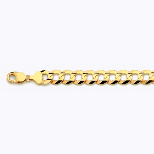 10K 13MM YELLOW GOLD SOLID CURB 18" CHAIN NECKLACE (AVAILABLE IN LENGTHS 7" - 30")