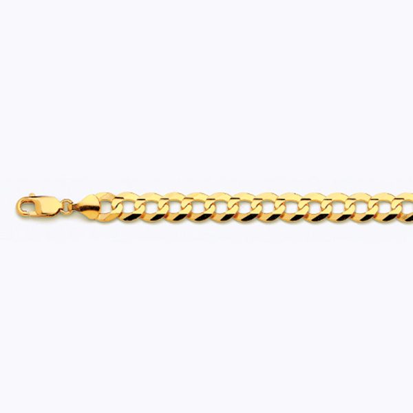 10K 9.5MM YELLOW GOLD SOLID CURB 28" CHAIN NECKLACE (AVAILABLE IN LENGTHS 7" - 30")