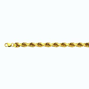14K 12MM YELLOW GOLD SOLID DC ROPE 9" CHAIN BRACELET (AVAILABLE IN LENGTHS 7" - 30")