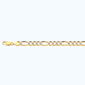 10K 6.5MM YELLOW GOLD SOLID PAVE FIGARO 28" CHAIN NECKLACE (AVAILABLE IN LENGTHS 7" - 30")