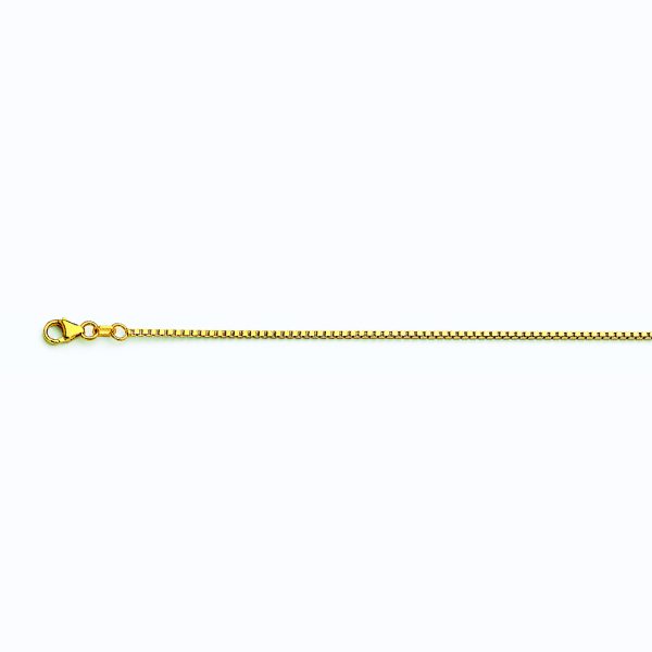 14K YELLOW GOLD BOX 078 GAUGE 30" CHAIN NECKLACE (AVAILABLE IN LENGTHS 7" - 30")