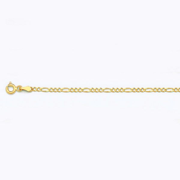10K 2MM YELLOW GOLD SOLID FIGARO 22" CHAIN NECKLACE (AVAILABLE IN LENGTHS 7" - 30")