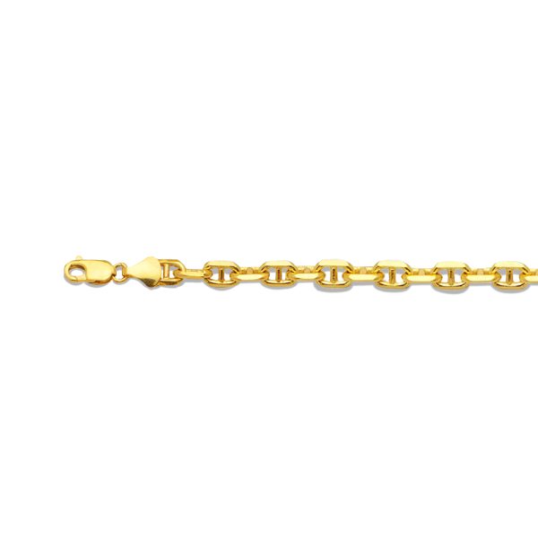 14K 3MM YELLOW GOLD SOLID 3D MARINER 24" CHAIN NECKLACE (AVAILABLE IN LENGTHS 16" - 30")