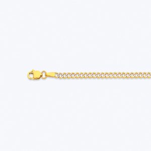 10K 2.5MM YELLOW GOLD HOLLOW PAVE CURB 16" CHAIN NECKLACE (AVAILABLE IN LENGTHS 7" - 30")
