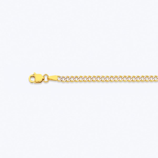 10K 2.5MM YELLOW GOLD HOLLOW PAVE CURB 22" CHAIN NECKLACE (AVAILABLE IN LENGTHS 7" - 30")