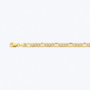 10K 4.5MM YELLOW GOLD HOLLOW PAVE FIGARO 20" CHAIN NECKLACE (AVAILABLE IN LENGTHS 7" - 30")