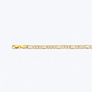 10K 3.5MM YELLOW GOLD HOLLOW PAVE FIGARO 20" CHAIN NECKLACE (AVAILABLE IN LENGTHS 7" - 30")