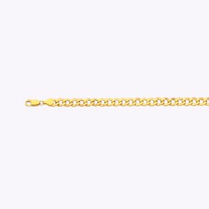 14K 6.5MM YELLOW GOLD HOLLOW CURB 7" CHAIN BRACELET (AVAILABLE IN LENGTHS 7" - 30")