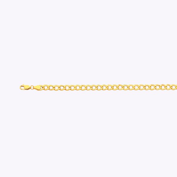 14K 5.5MM YELLOW GOLD HOLLOW CURB 16" CHAIN NECKLACE (AVAILABLE IN LENGTHS 7" - 30")
