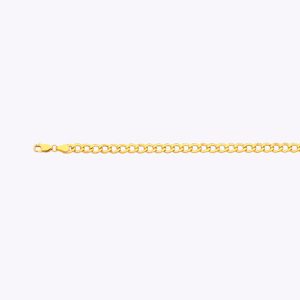 14K 5.5MM YELLOW GOLD HOLLOW CURB 7" CHAIN BRACELET (AVAILABLE IN LENGTHS 7" - 30")