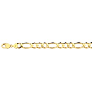 14K 12MM YELLOW GOLD SOLID FIGARO 20" CHAIN NECKLACE (AVAILABLE IN LENGTHS 7" - 30")