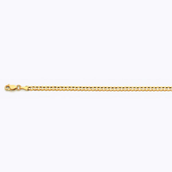 14K 3.5MM YELLOW GOLD SOLID CURB 7.5" CHAIN BRACELET (AVAILABLE IN LENGTHS 7" - 30")