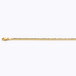 14K 3MM YELLOW GOLD SOLID CURB 9" CHAIN BRACELET (AVAILABLE IN LENGTHS 7" - 30")