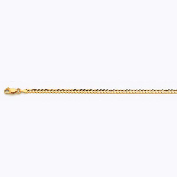 14K 3MM YELLOW GOLD SOLID CURB 20" CHAIN NECKLACE (AVAILABLE IN LENGTHS 7" - 30")