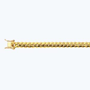 14K 9MM YELLOW GOLD SOLID MIAMI CUBAN 8" CHAIN BRACELET (AVAILABLE IN LENGTHS 7" - 30")
