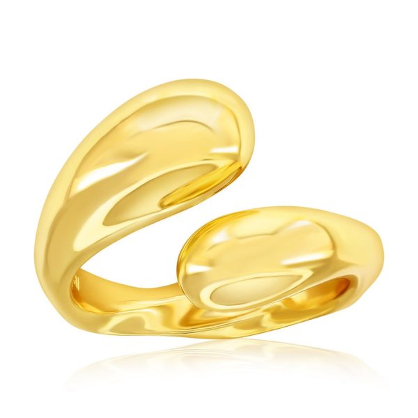 Sterling Silver, High-Polished Puffed Bypass Ring - Gold Plated