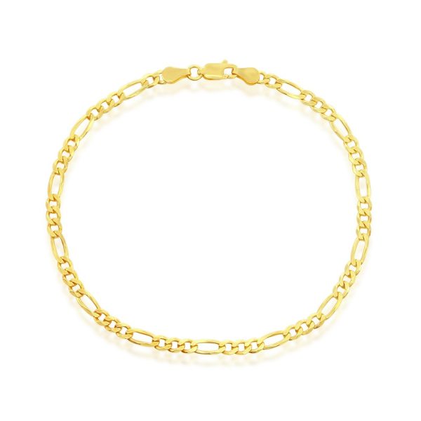 Sterling Silver, 3.5mm Figaro Anklet - Gold Plated