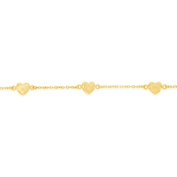 Sterling Silver, Station Hearts Anklet - Gold Plated