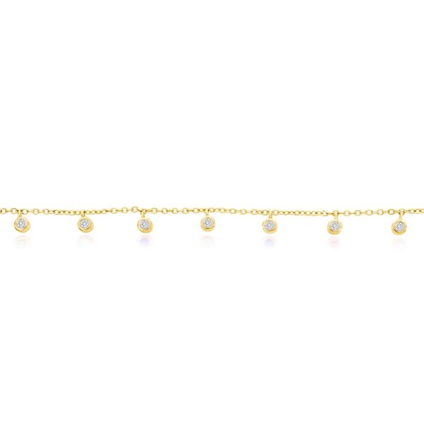 Sterling Silver, Bezel-Set CZ Charms Anklet - Gold Plated