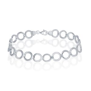 Sterling Silver Flat and Shiny Alternating Circle Bracelet