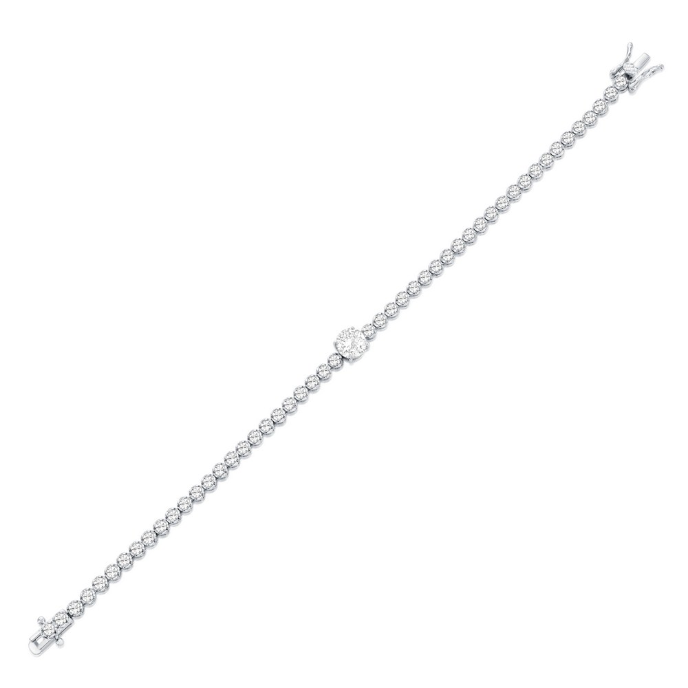 Sterling Silver, 7mm & 4mm Round CZ Tennis Bracelet