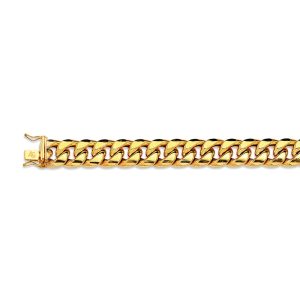 10K 13MM YELLOW GOLD HOLLOW MIAMI CUBAN 18" CHAIN NECKLACE (AVAILABLE IN LENGTHS 7" - 30")